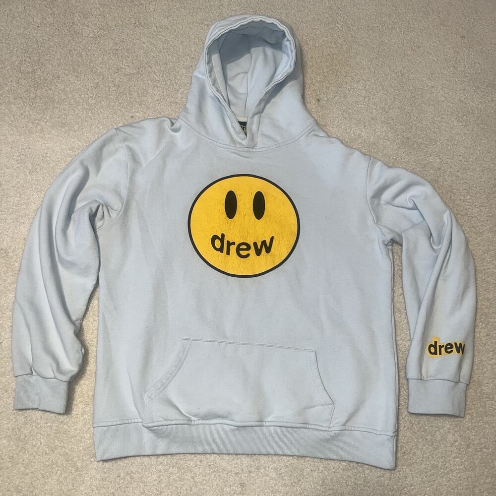 Drew Skate House Smiley Face Hoodie Light Blue Medium Skateboard Justin Bieber